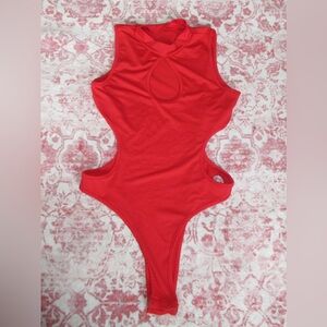 Red Cut Out Body Suit